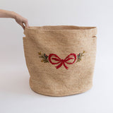 Hand-Crocheted & Embroidered Large Raffia Basket