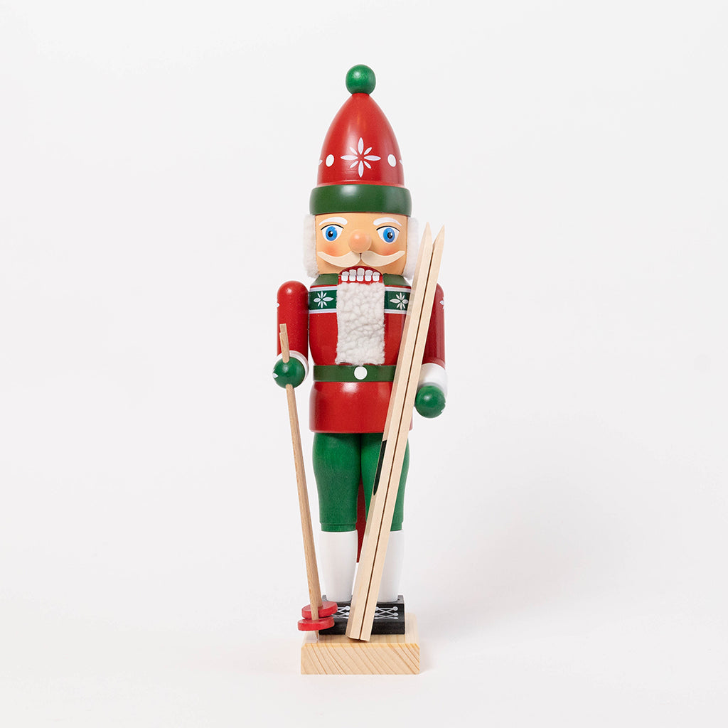 Large Handmade German 14.5" Wooden Nutcracker - Skier