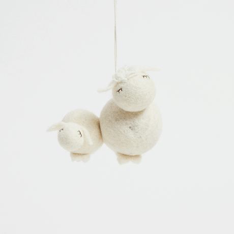 Mama and Baby Lamb Ornament Duo