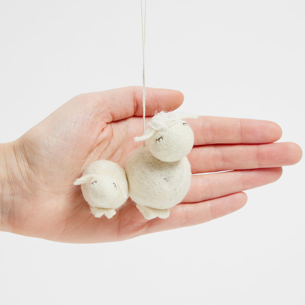 Mama & Baby Lamb Ornament Duo