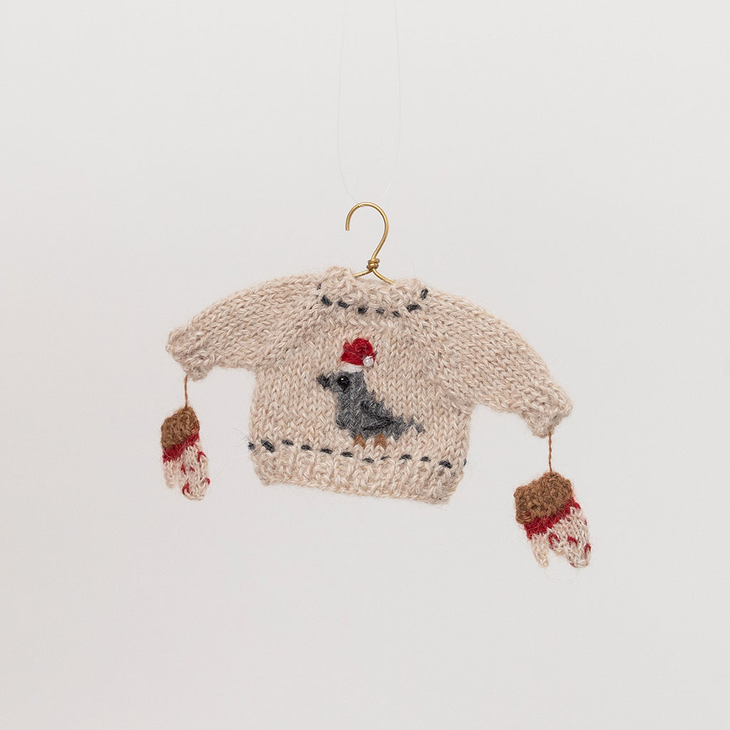 Mini Pigeon Sweater with Mittens Ornament