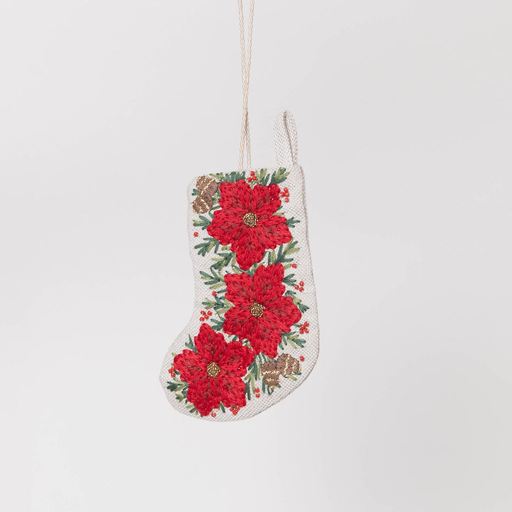 Mini Poinsettia Stocking Ornament