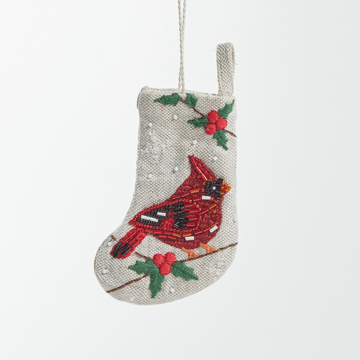 Mini Stocking Cardinal Ornament