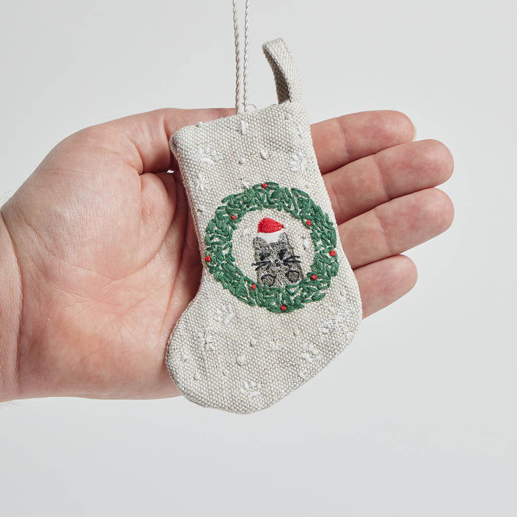 Mini Stocking Cat Ornament