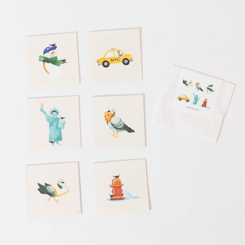 NYC Pigeons Mini Gift Cards Set of 6