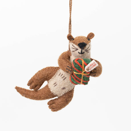 Otter with Gift Ornament