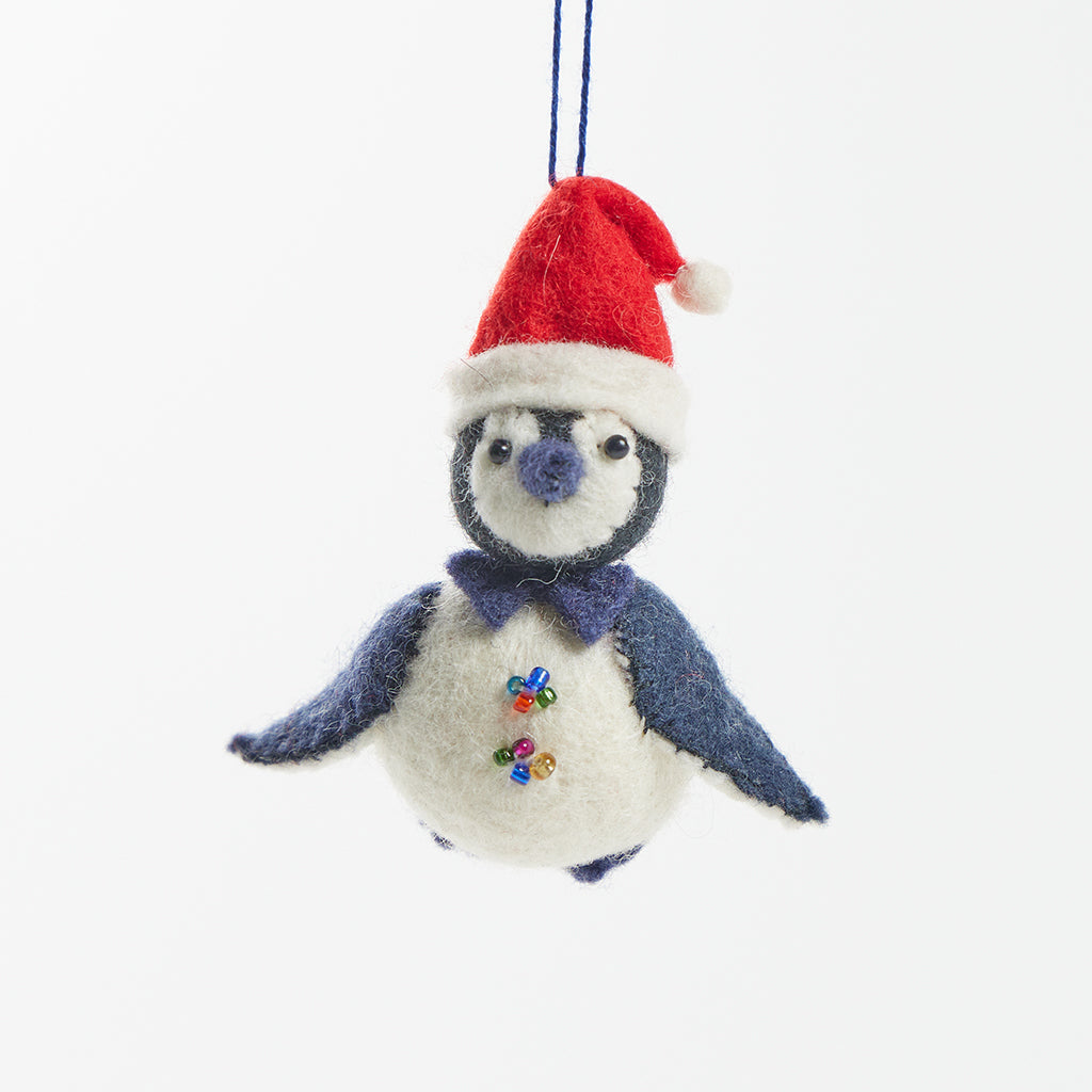 Penguin with Santa Hat Ornament