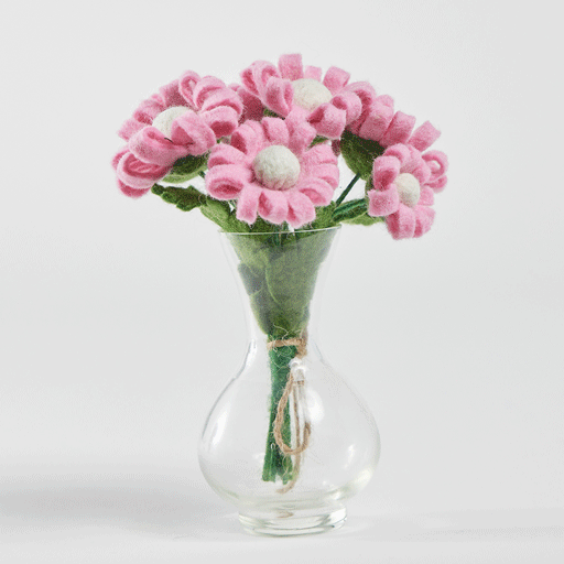 Pink Daisy Flower Bouquet with Vase