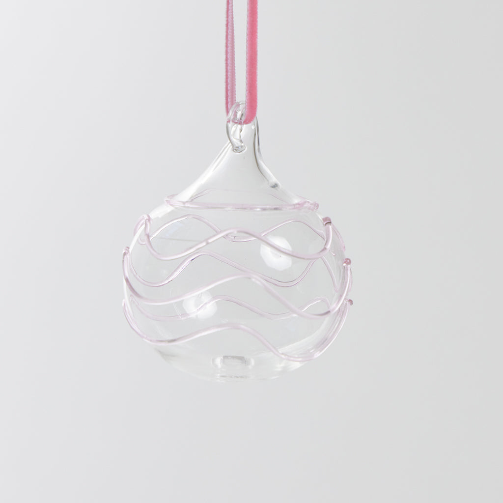 Pink Waves Glass Bauble Ornament