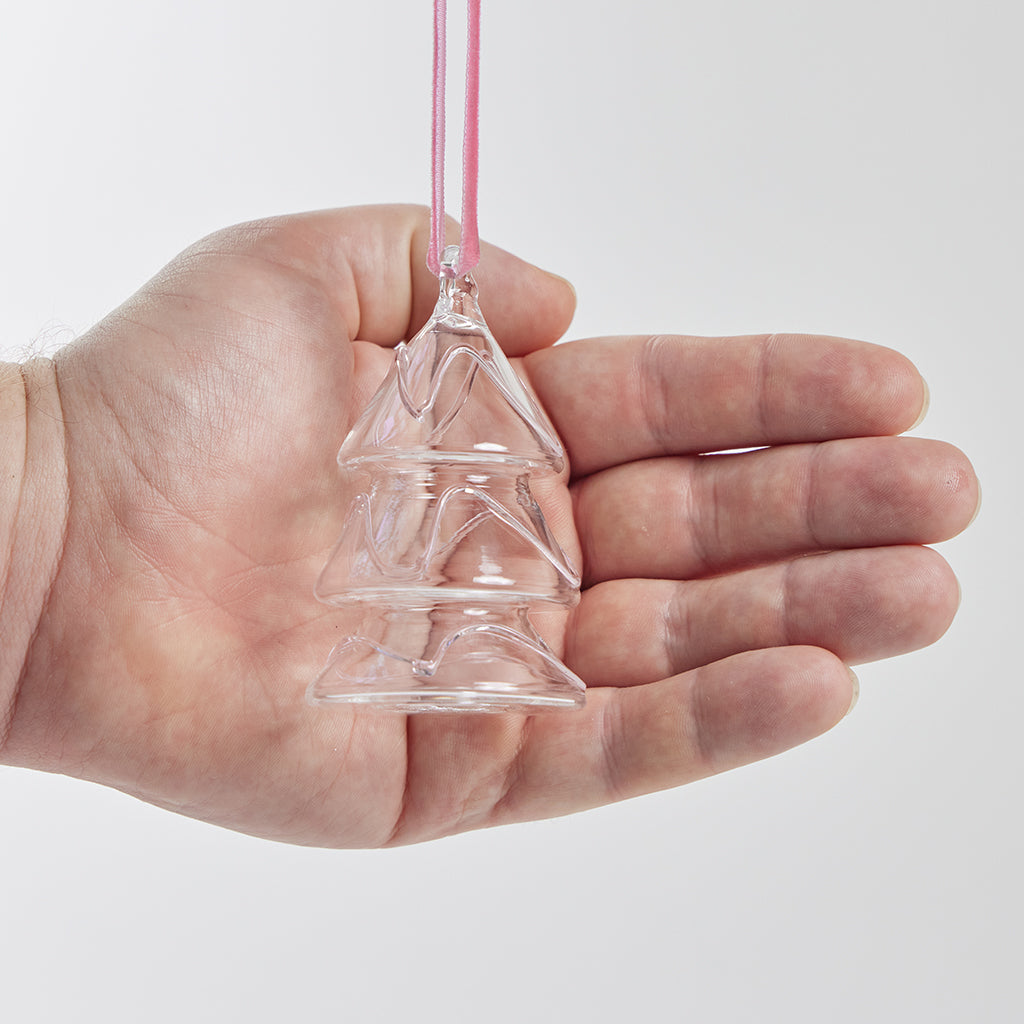 Pink Waves Glass Tree Ornament