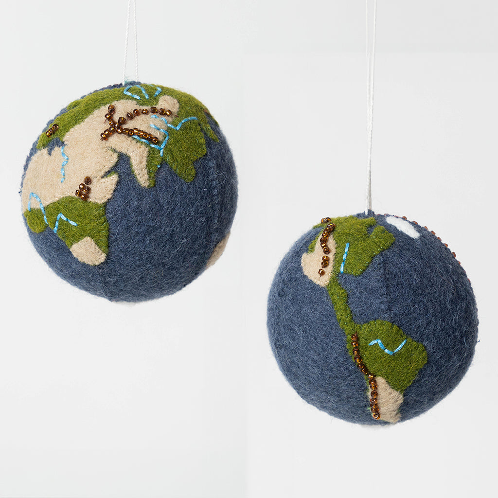 Planet Earth Ornament Set of 2