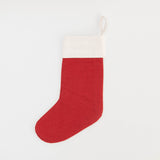 Poinsettia Bundle Linen Stocking - Red