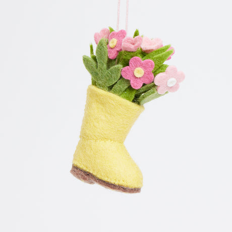 Rain Boot with Flowers Ornament
