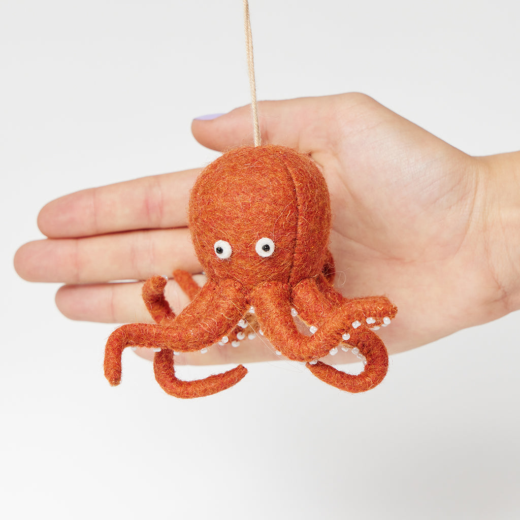 Rust Octopus Ornament