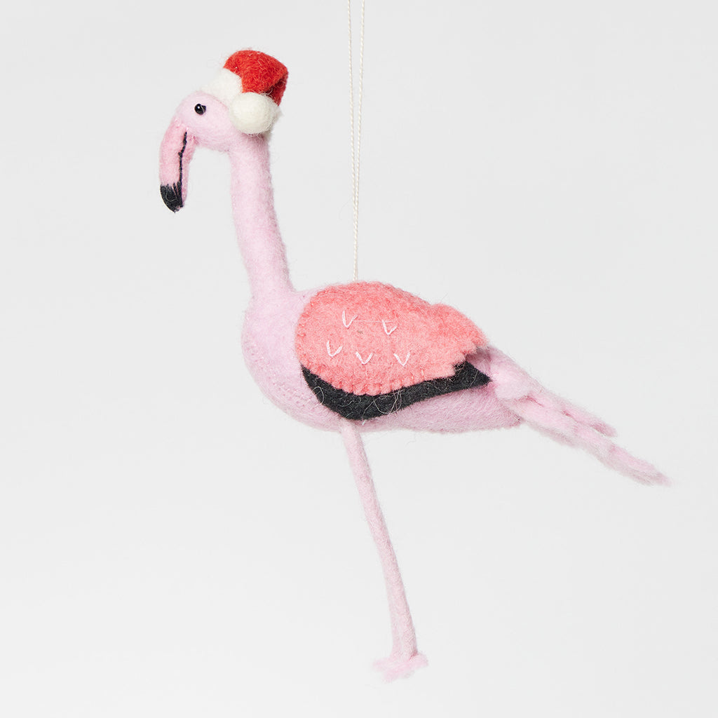 Santa Flamingo Ornament