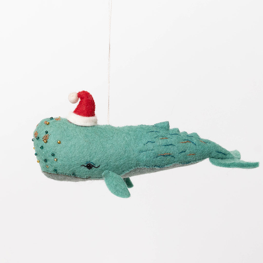 Santa Sperm Whale Ornament