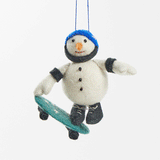 Skateboarding Snowman Ornament