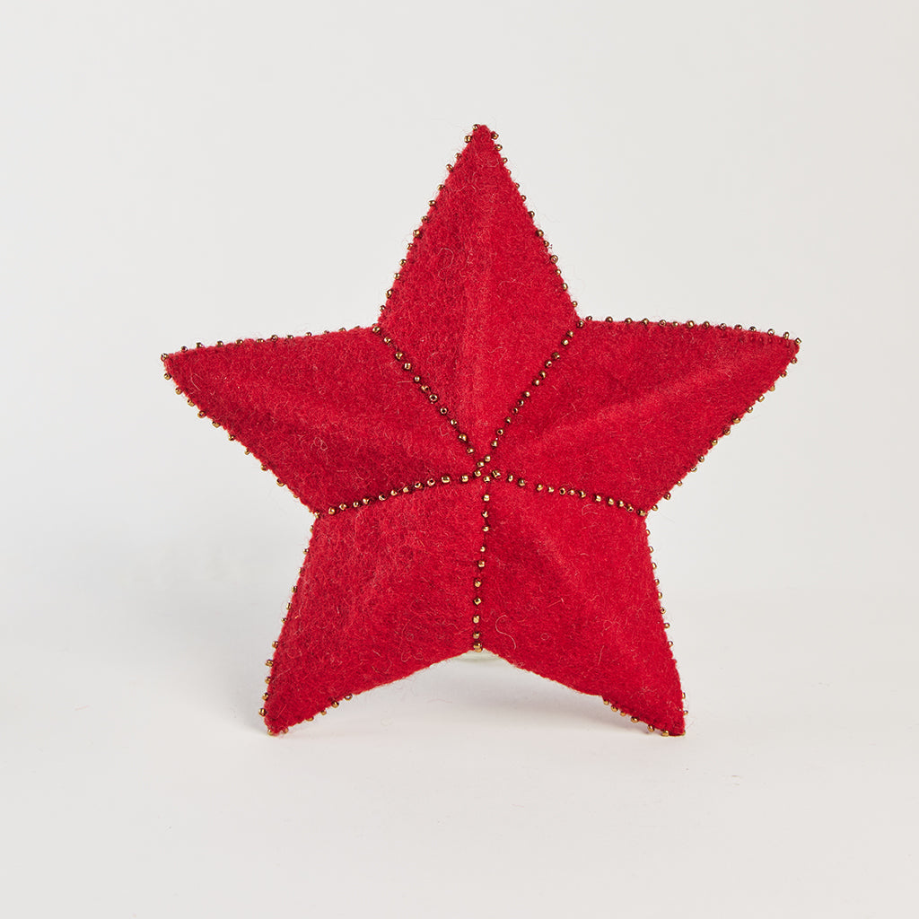 Small Red Star Topper with Dark Gold Beads