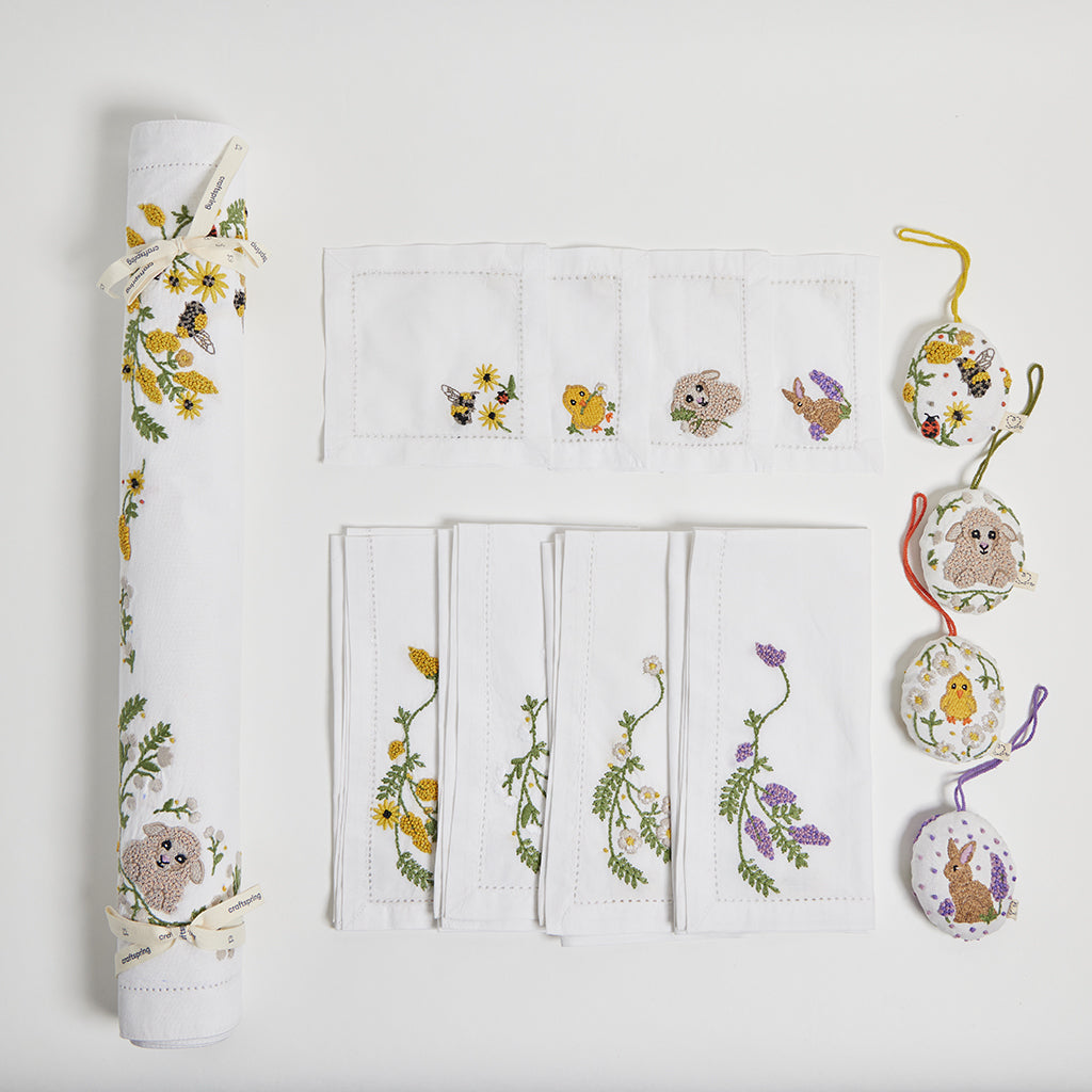 Spring Embroidery Cocktail Napkin Set