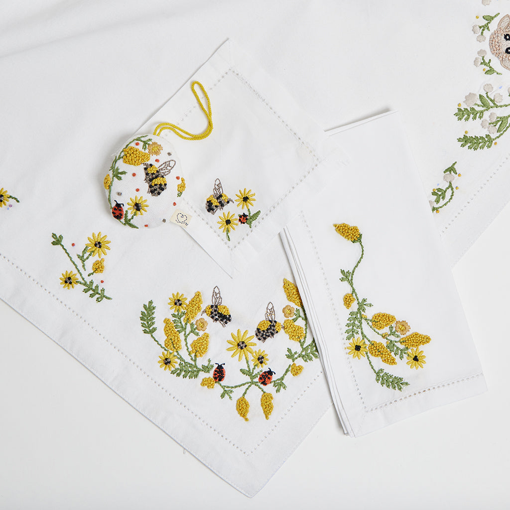 Spring Embroidery Cocktail Napkin Set