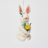 Spring Flowers White Bunny Ornament