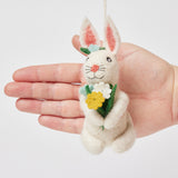 Spring Flowers White Bunny Ornament