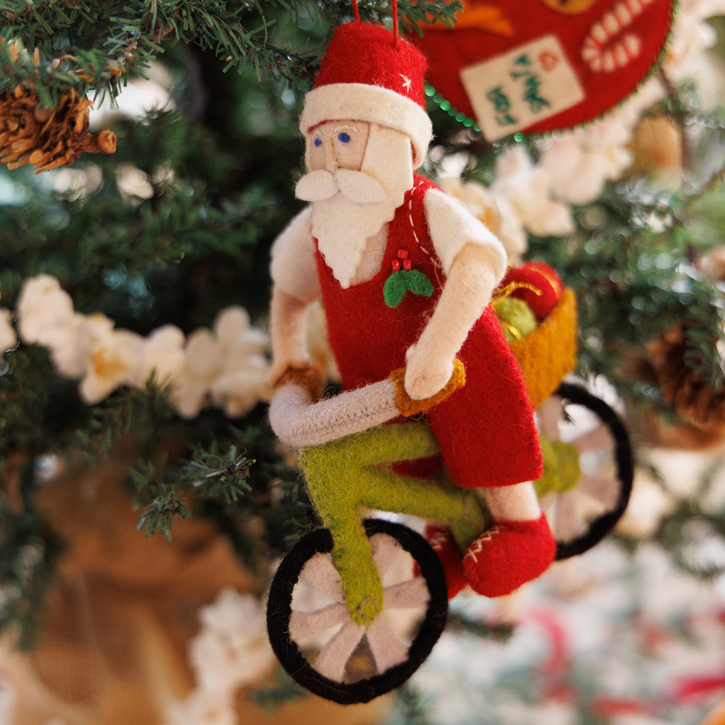 Santa with Bike Ornament