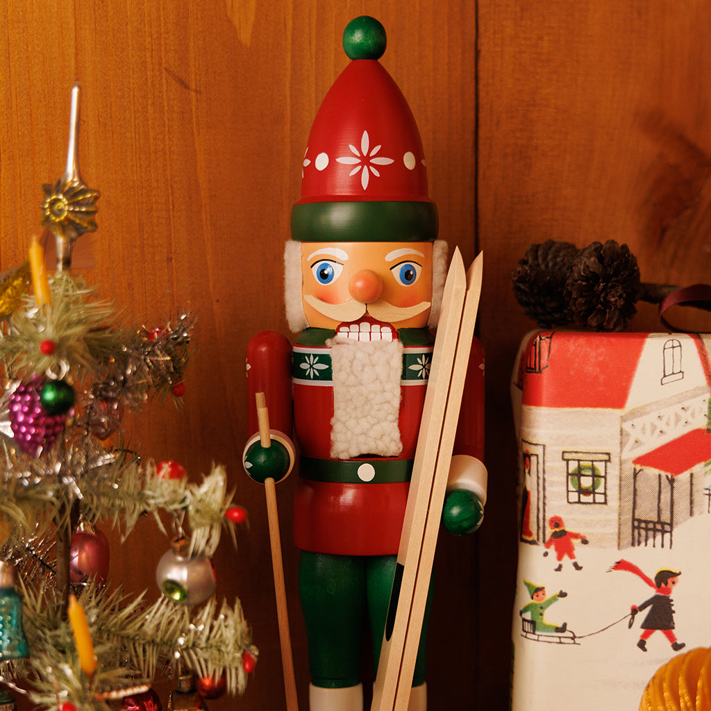 Large Handmade German 14.5" Wooden Nutcracker - Skier