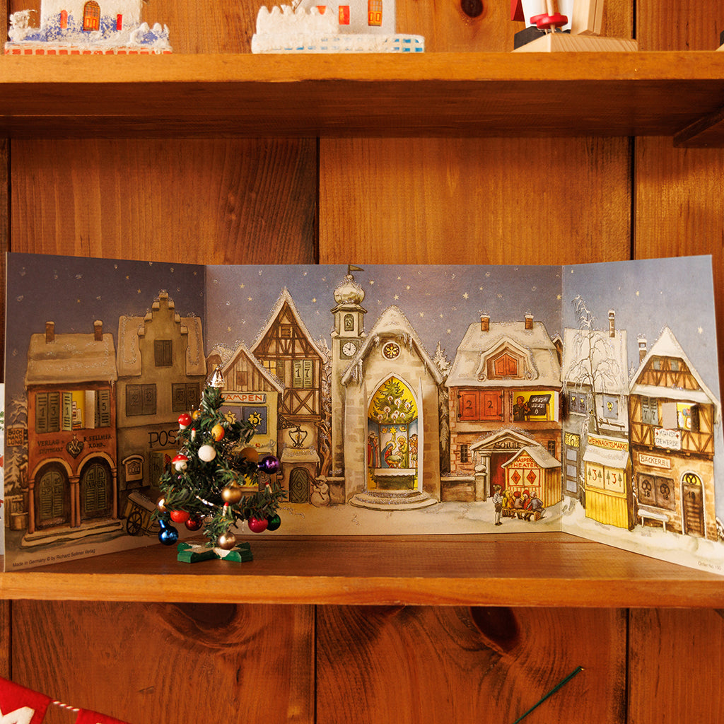 Little Christmas Town Glitter Tri-Fold German Advent Calendar