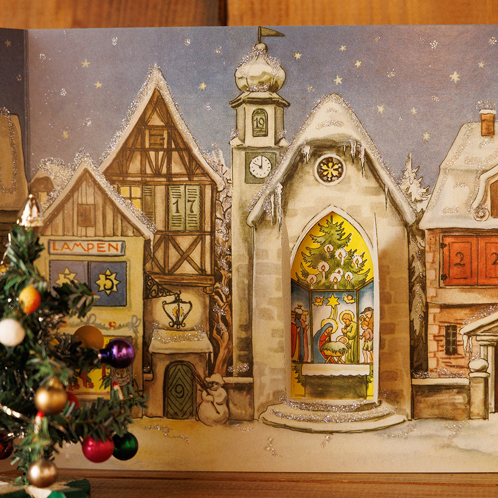 Little Christmas Town Glitter Tri-Fold German Advent Calendar