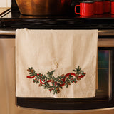 Candle Garland Linen Tea Towel - Natural