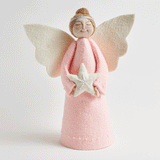 Touch of Pink Star Angel Tree Topper - Light