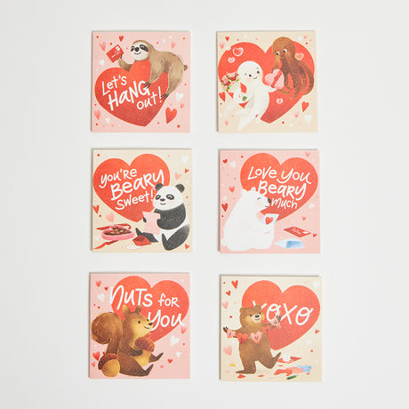 Valentine Animals Mini Card Set of 6
