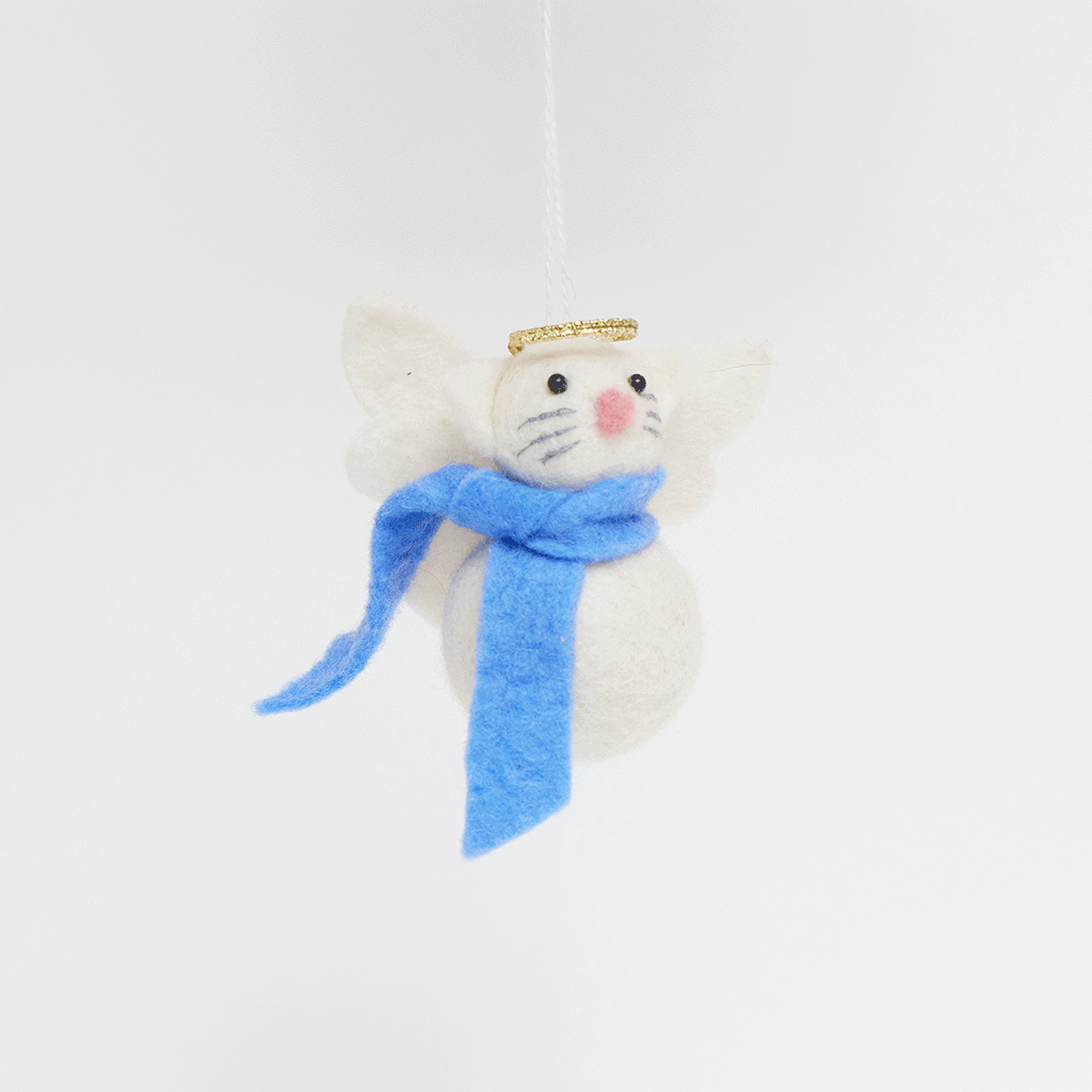 White Angel Kitty Ornament