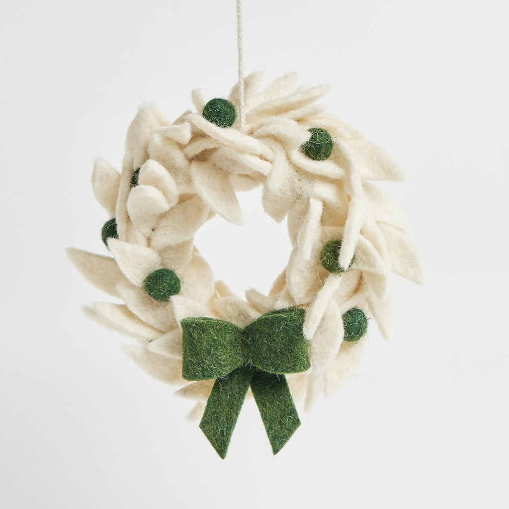 White Holiday Wreath Ornament