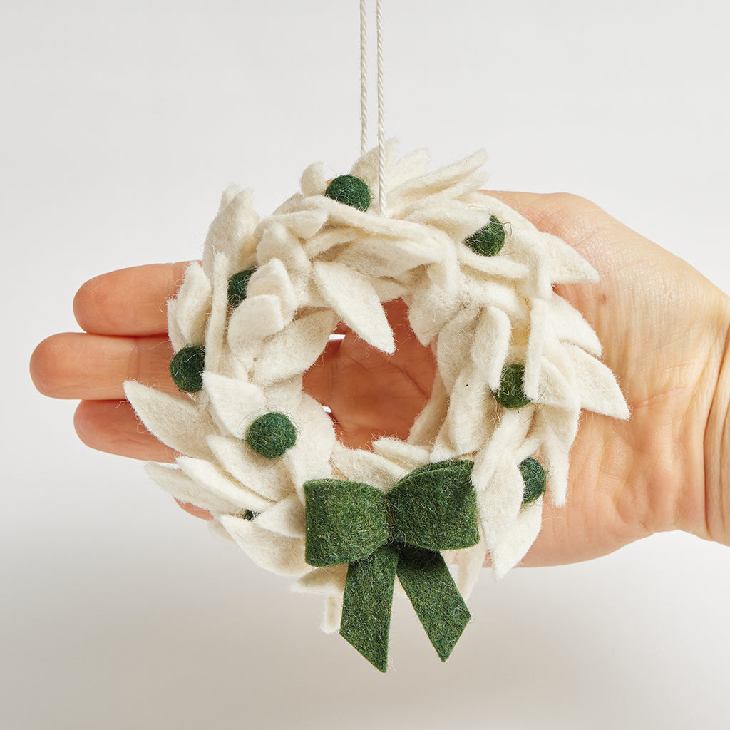 White Holiday Wreath Ornament