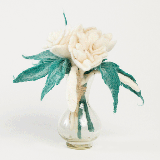 White Poinsettia Flower Bouquet with Vase