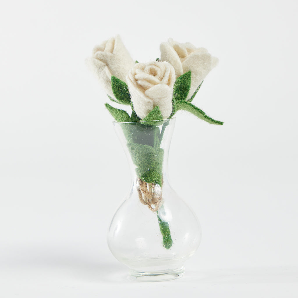 White Rose Flower Bouquet with Vase