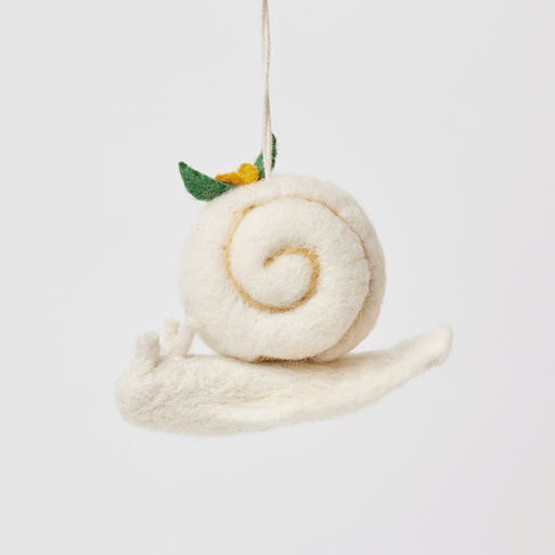 White Slow Living Snail Ornament
