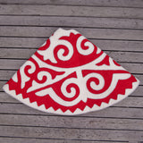 Contemporary White With Red Shyrdak Tree Skirt