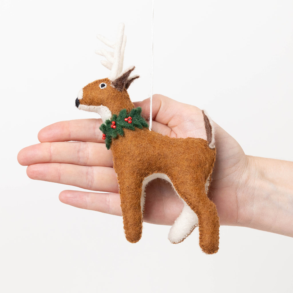 Winter Wreath Buck Ornament