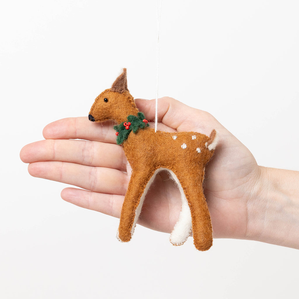 Winter Wreath Fawn Ornament