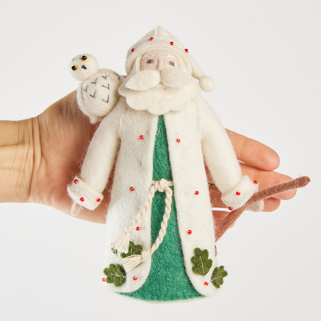 Woodland Santa with Owl Ornament