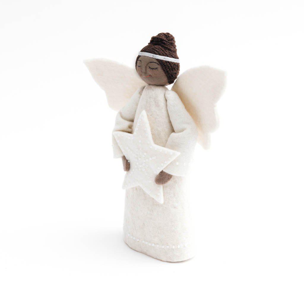 White Star Angel Tree Topper - Brown