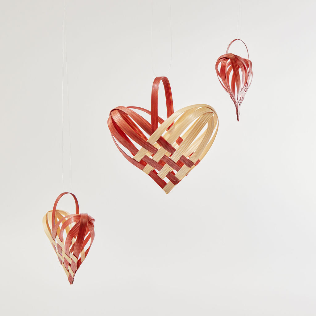 Bamboo Danish Hearts Ornament Set