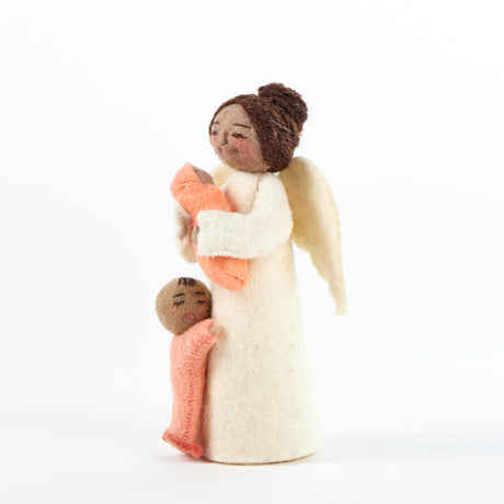 Mother's Pride with Pink Newborn and Pink Toddler Angel - Brown