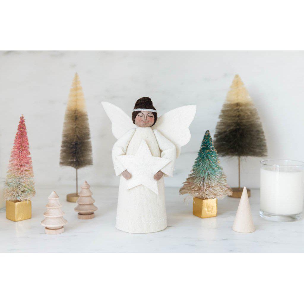 White Star Angel Tree Topper - Brown