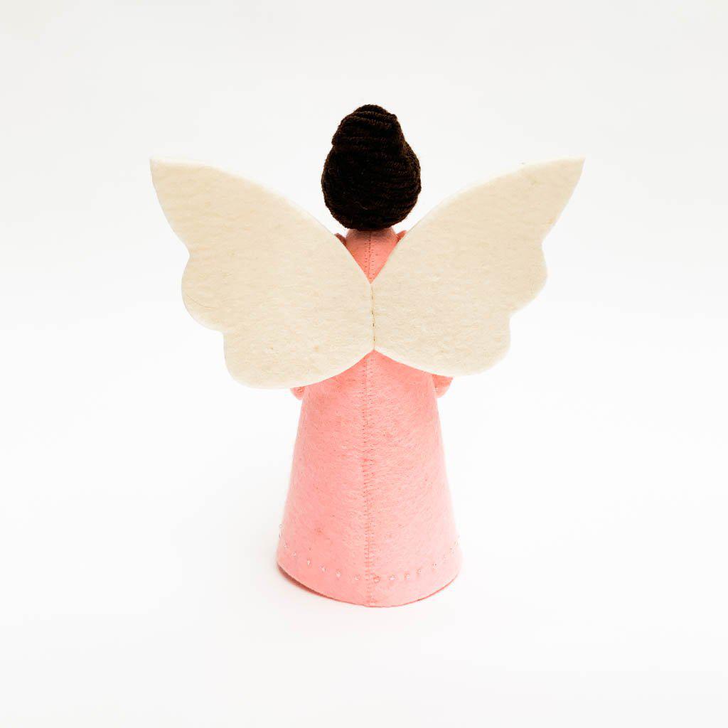 Touch of Pink Star Angel Tree Topper - Brown