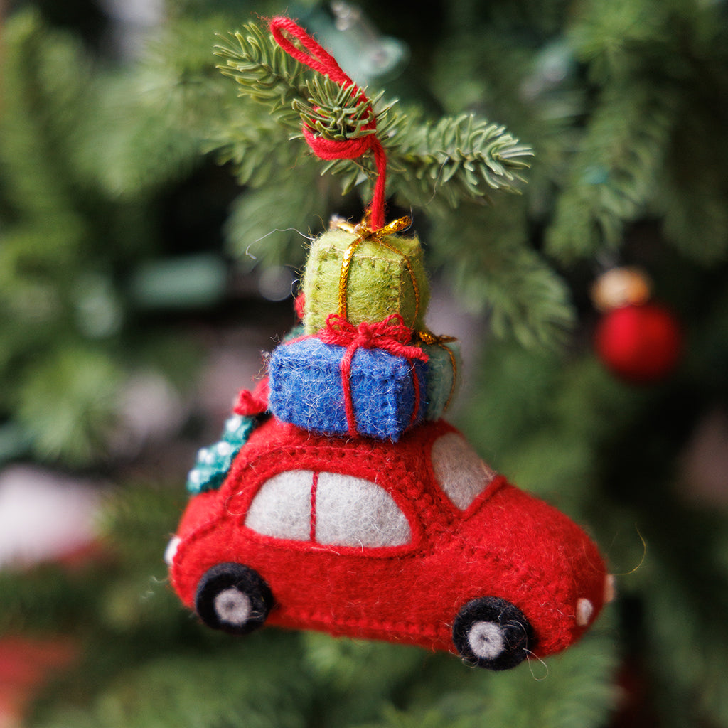 Santa's Car with Presents Ornament