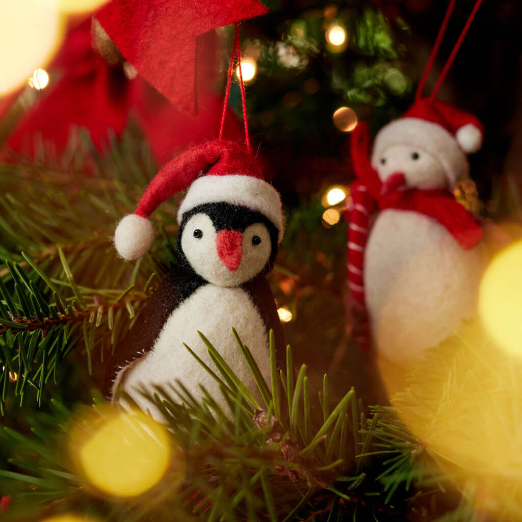 Santa Penguin Ornament